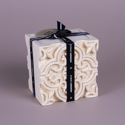 Large Square Jar Full Maltese Tile Beige