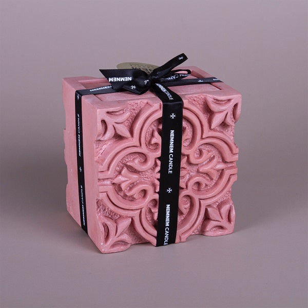 Large Square Jar Full Maltese Tile Pink