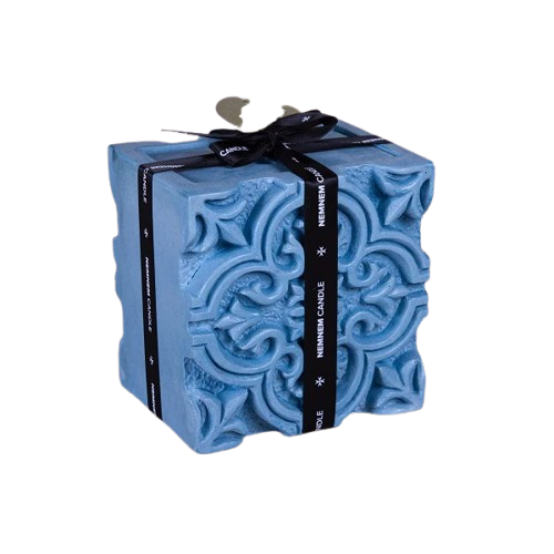 Large Square Jar Full Maltese Tile Blue