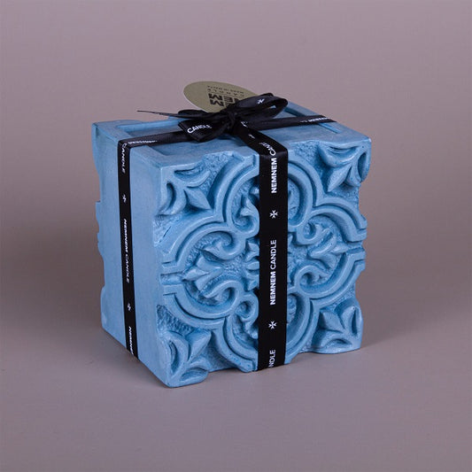 Large Square Jar Full Maltese Tile Blue