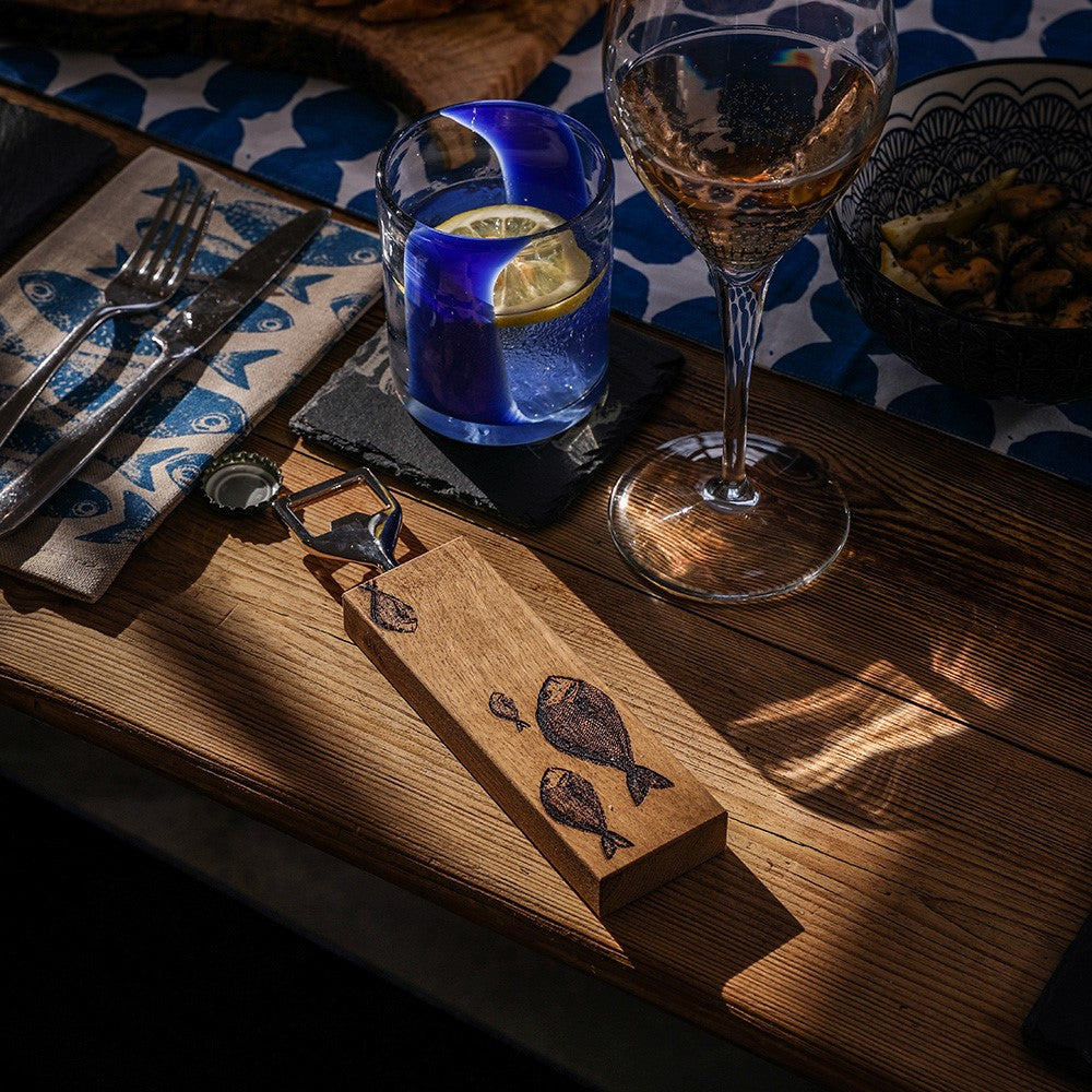 Fish Repeat Oak Bottle Opener