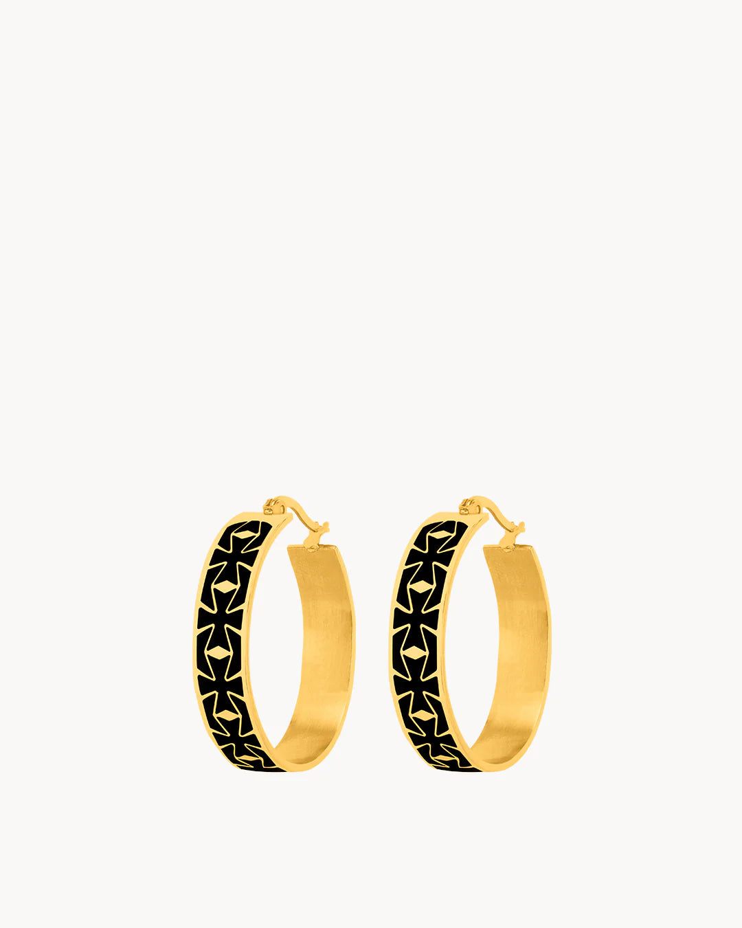 Kavallieri Black Maltese Cross Statement Hoop Earrings