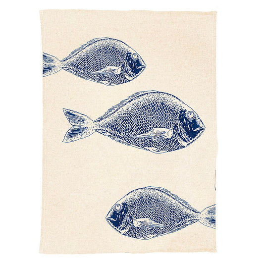 Fish Repeat Linen Tea Towel