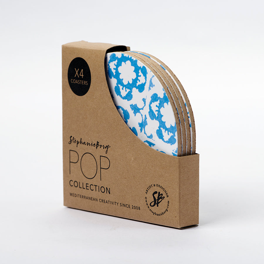 Pop Tile Set Of 4 Coaster Blue Breeze