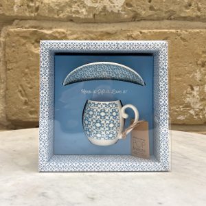 Pop Bone Cup Esspresso And Suacer Breeze Blue