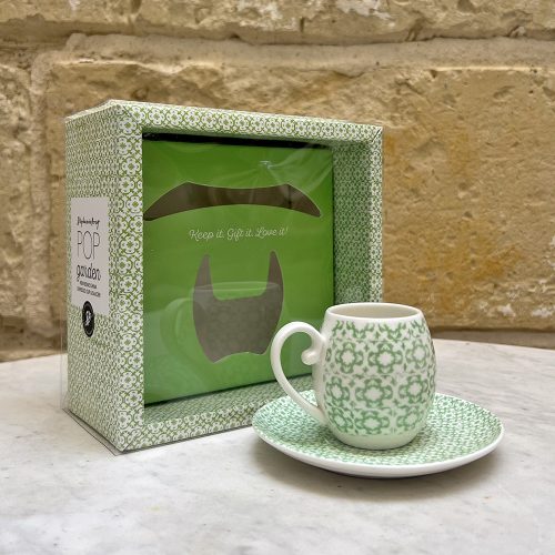 Pop Bone Esspresso Cup And Saucer Garden Green