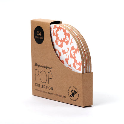 Pop Tile Set of 4 Sunset Orange Coasters