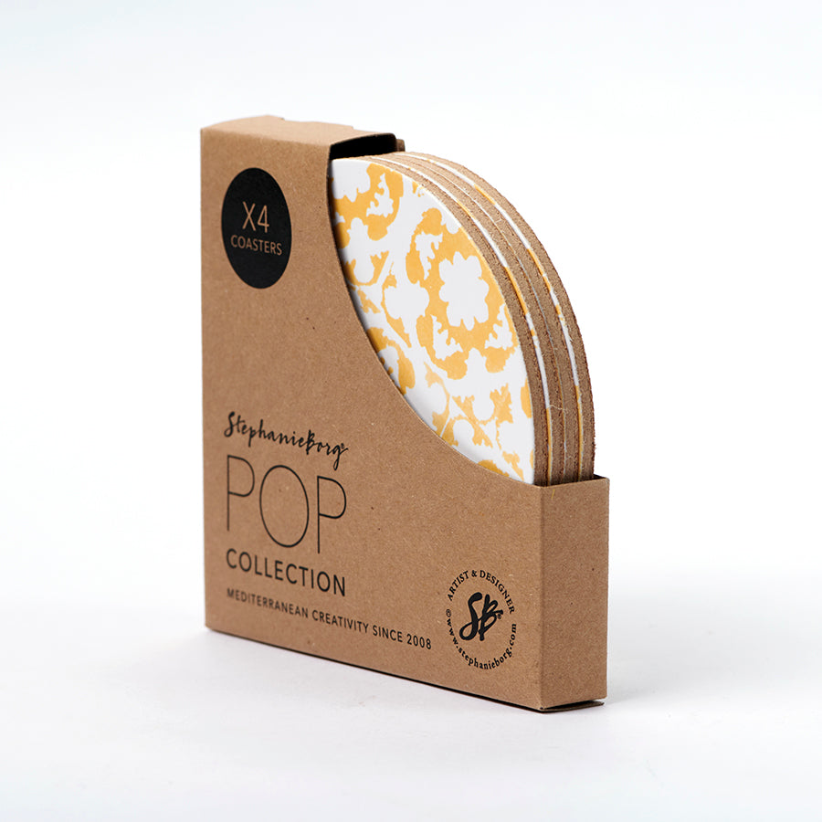 Pop Tile Set of 4 Coaster Beach Yellow