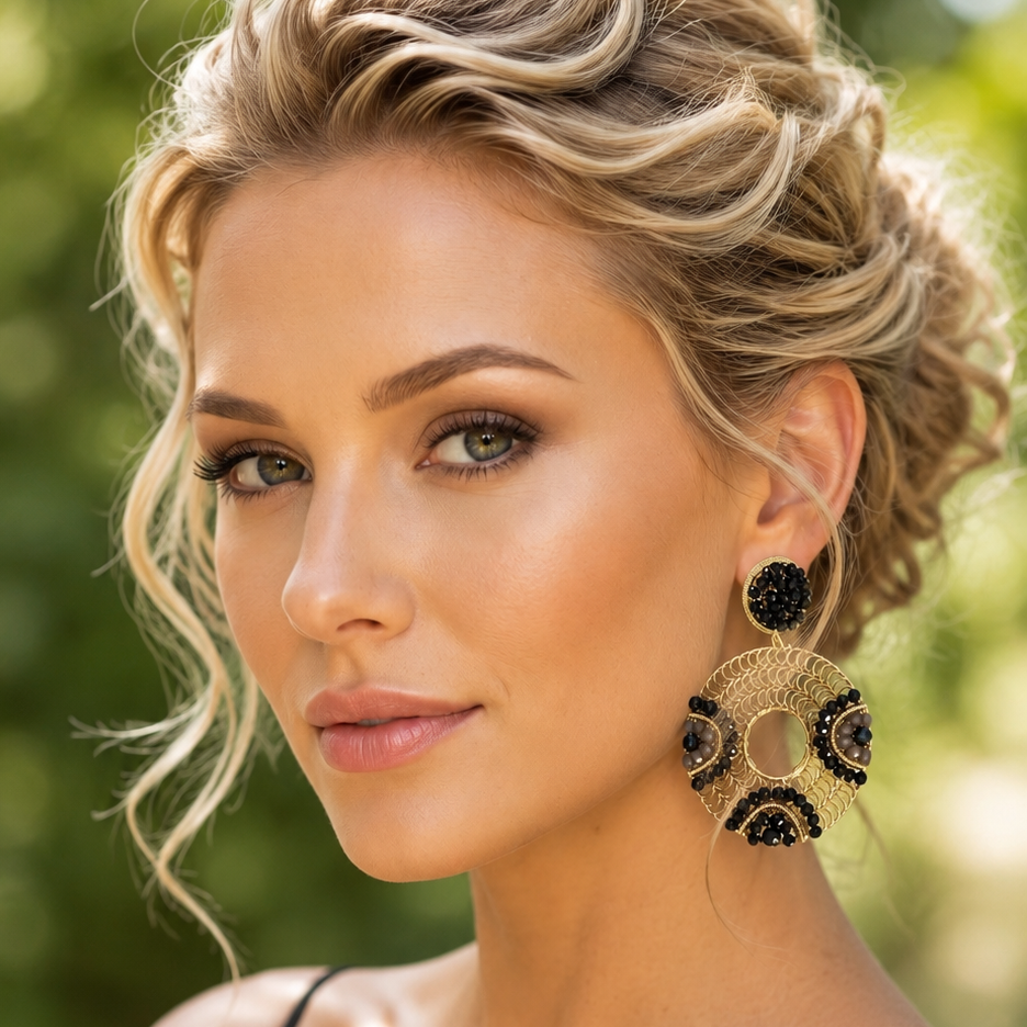 Black & Gold Metal Handmade Earrings