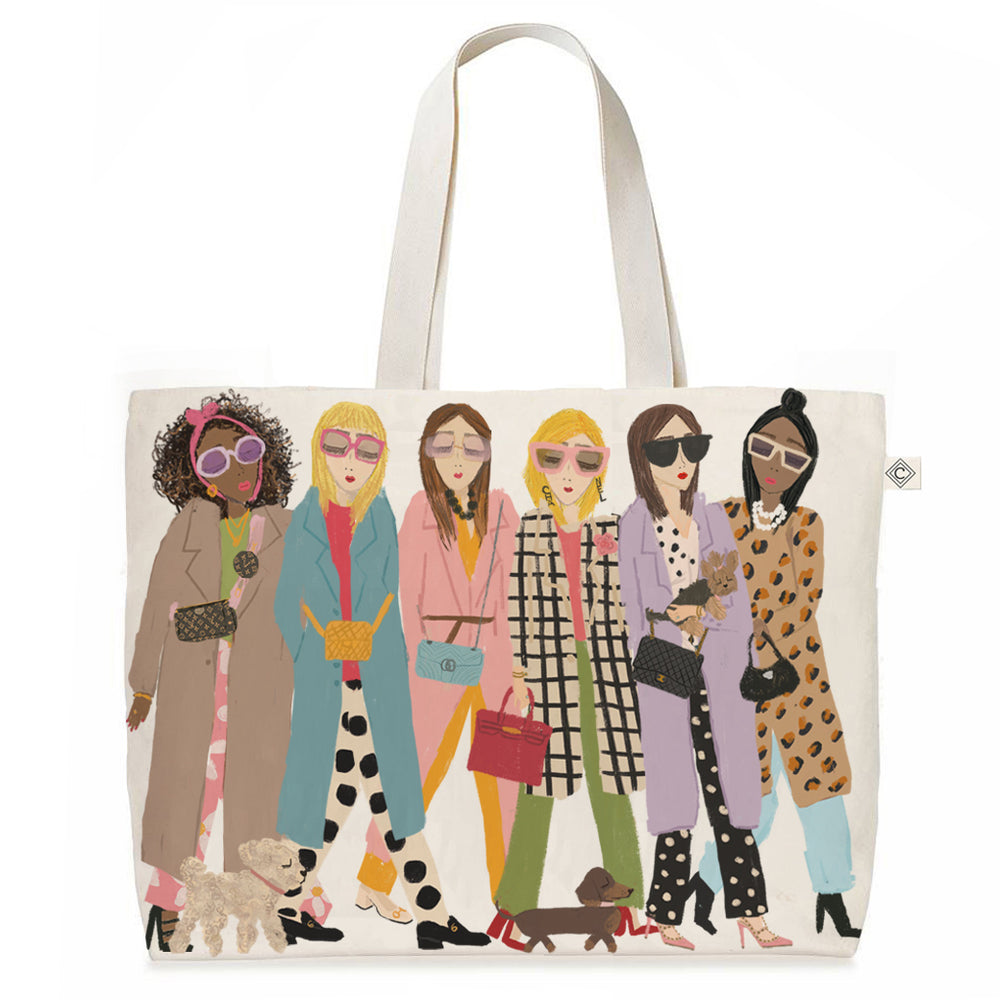 Shopping Girls and Dogs Tote Bag