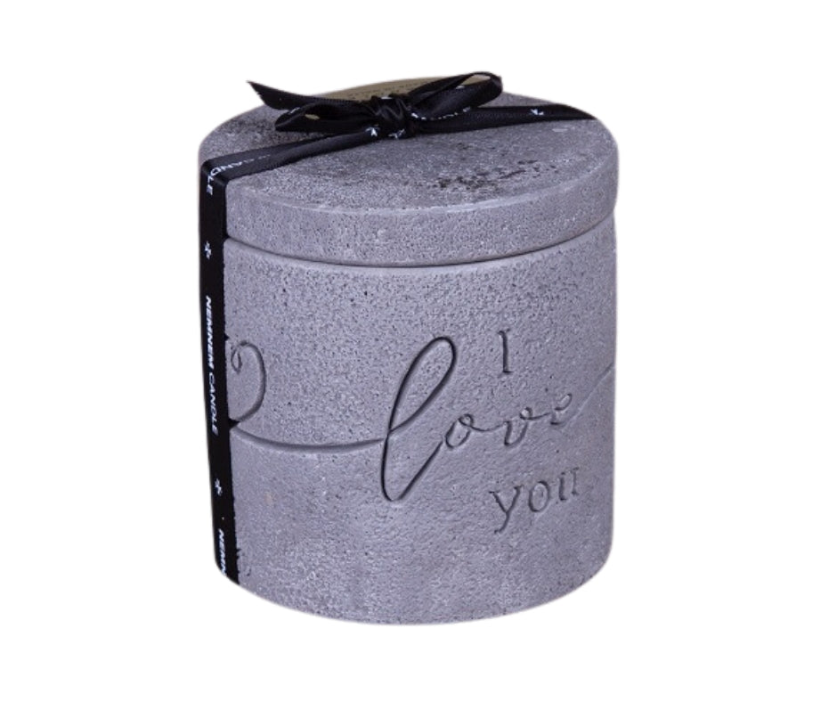 I Love you Cylinder Jar Large Grey