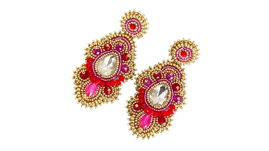 Handmade Lightweight Multicoloured Crystal Statement Earrings (YS07)