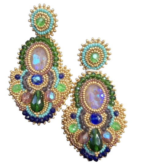 Handmade Lightweight Multicoloured Crystal Statement Earrings (YS16)