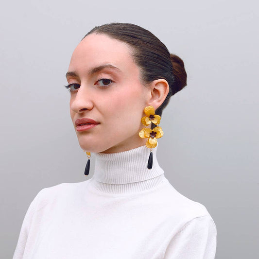 Double Hanging Flower Resin Earrings