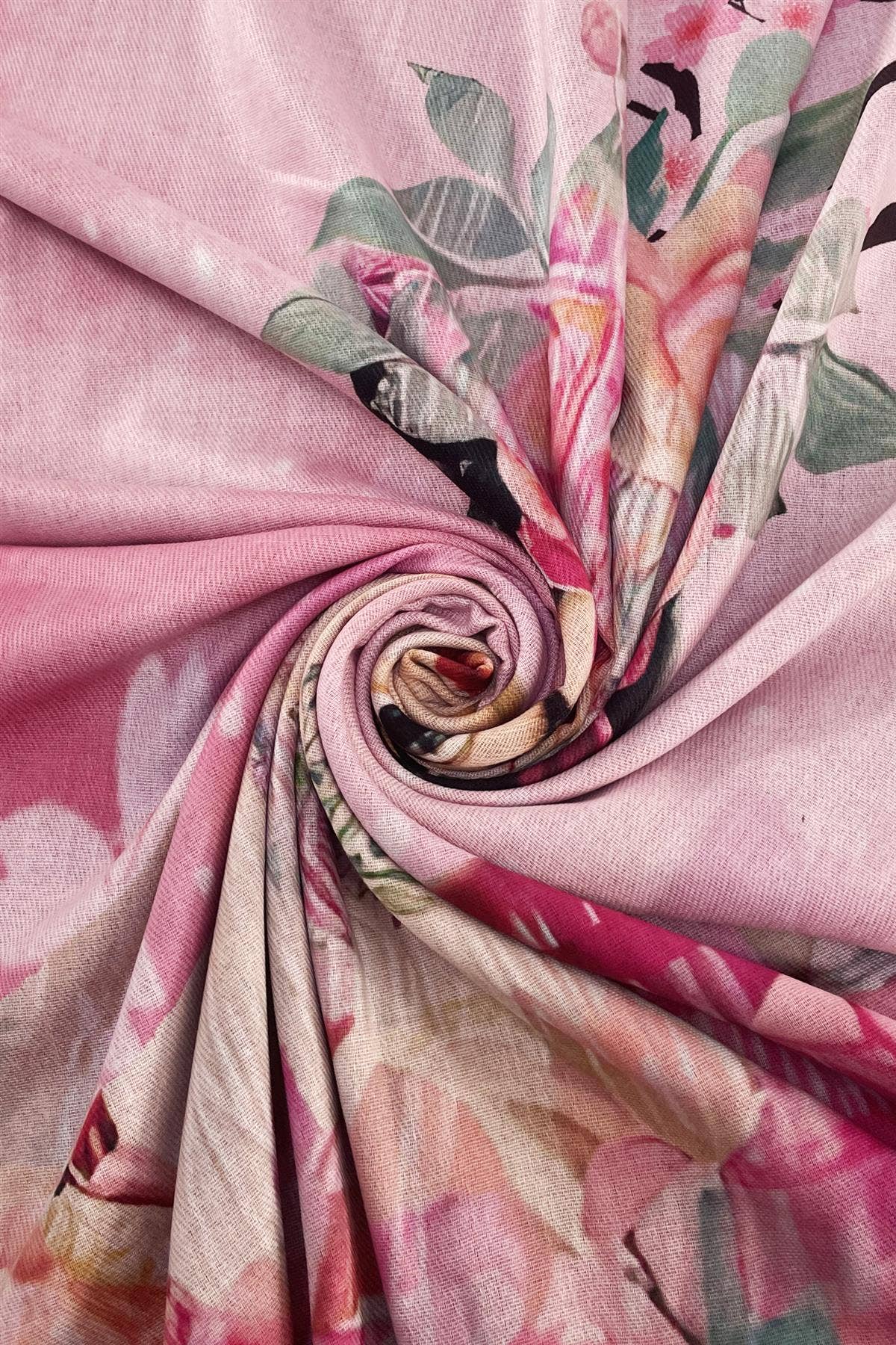 Frida-Inspired Mexican Art Floral Portrait Print Wool Tassel Scarf Pink