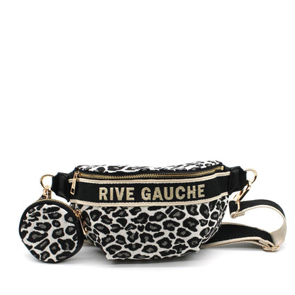 Leopard Canvas Fanny Pack Pouch -Black