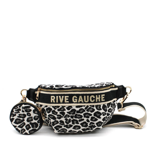 Leopard Canvas Fanny Pack Pouch -Black
