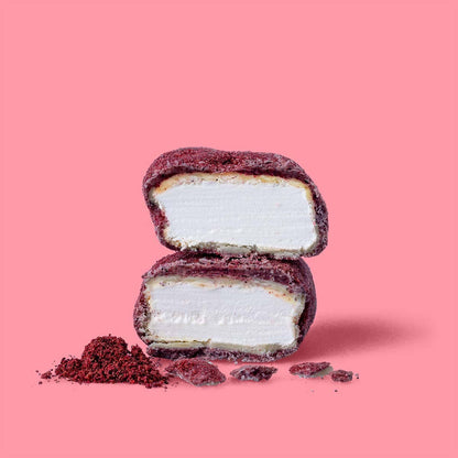 BLACKCURRANT & WHITE CHOC - CHOC COATED MARSHMALLOWS