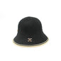 Braided Straw-effect Bucket Hat With Metallic Logo Black