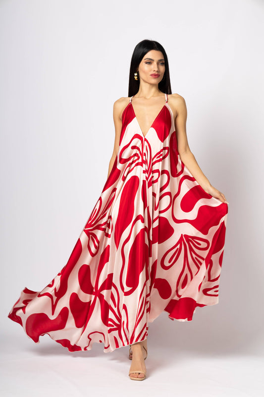 Airy Viscose Strap Dress with Open Back (One Size)