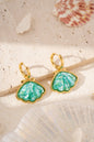 Shell earring, pearly enamel, nautical, stainless steel: Water Green