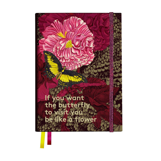 Cotton notebook - Butterfly & flowers