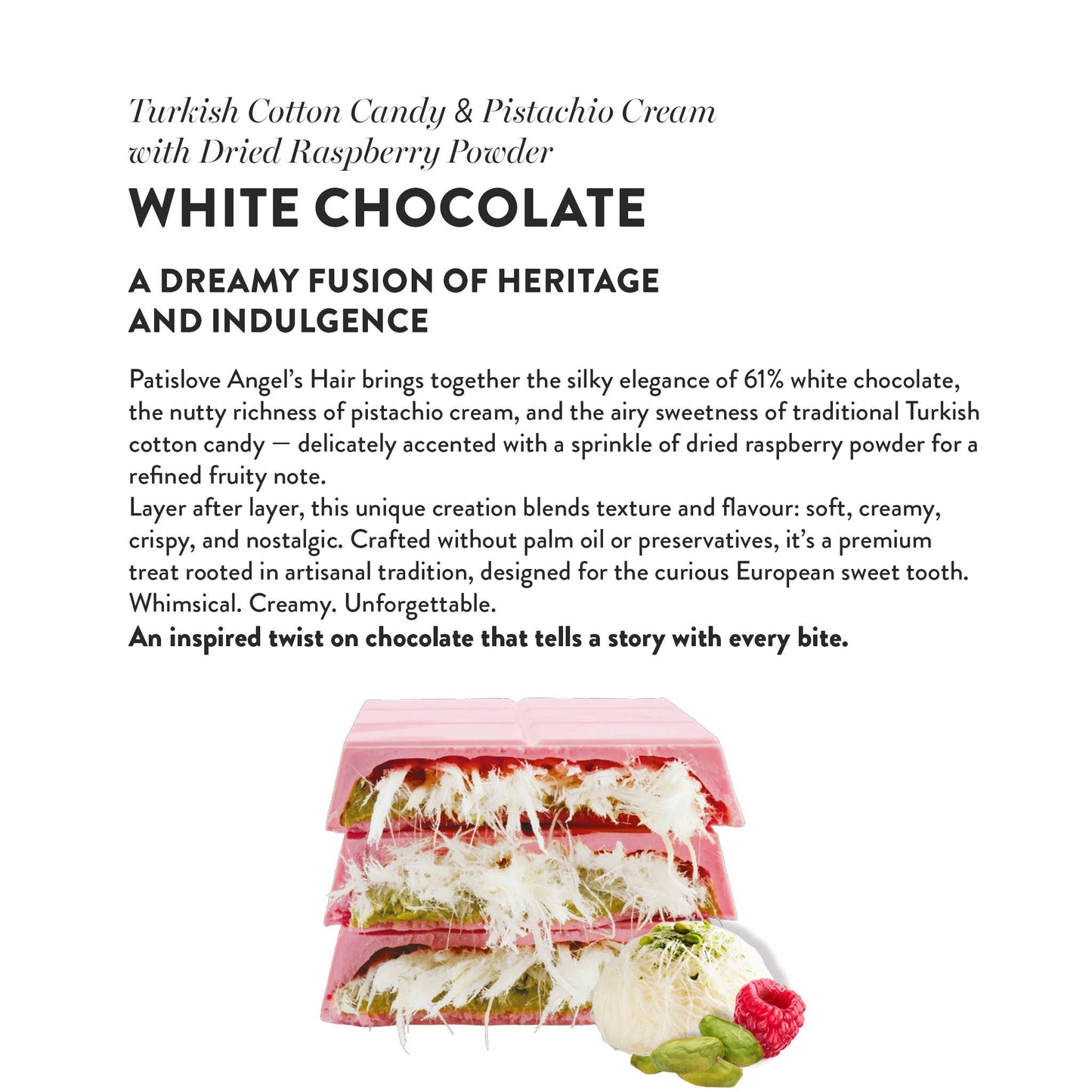 Angel’s Hair White Chocolate with Dried Raspberry Powder,90G