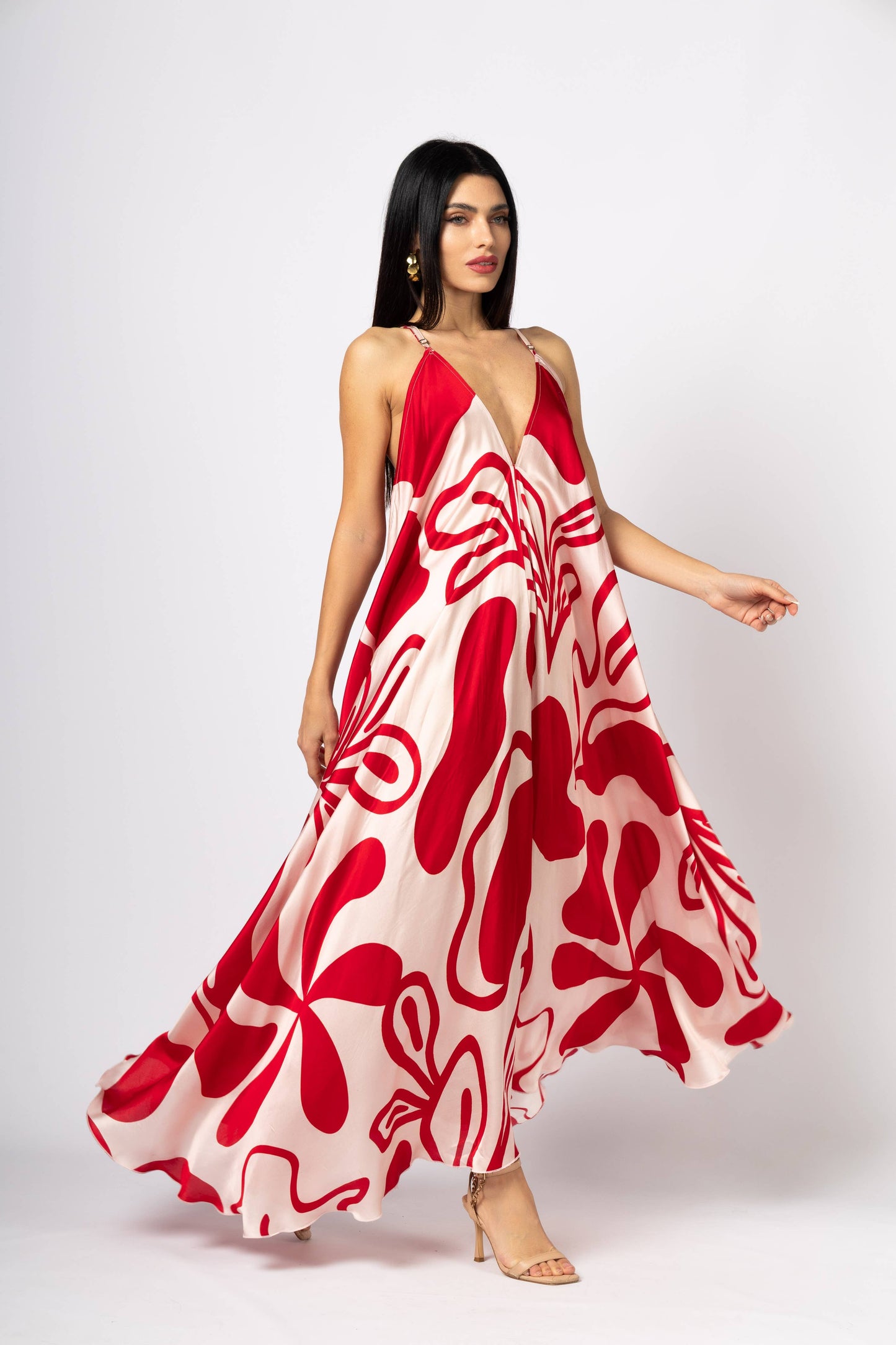 Airy Viscose Strap Dress with Open Back (One Size)