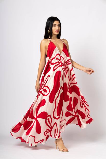 Airy Viscose Strap Dress with Open Back (One Size)