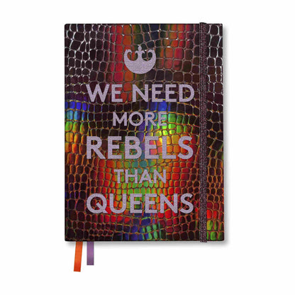Notebook embroidery - More Rebels than Queens