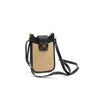 Braided Leather Cross Body Phone Pouch Bag (Black)