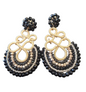 Handmade Crystal And Pearl Earrings Black (Q505)