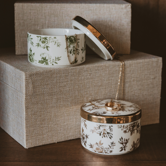 *NEW* Gold Delft Trinket Dish with Lid - Home Decor & Gifts