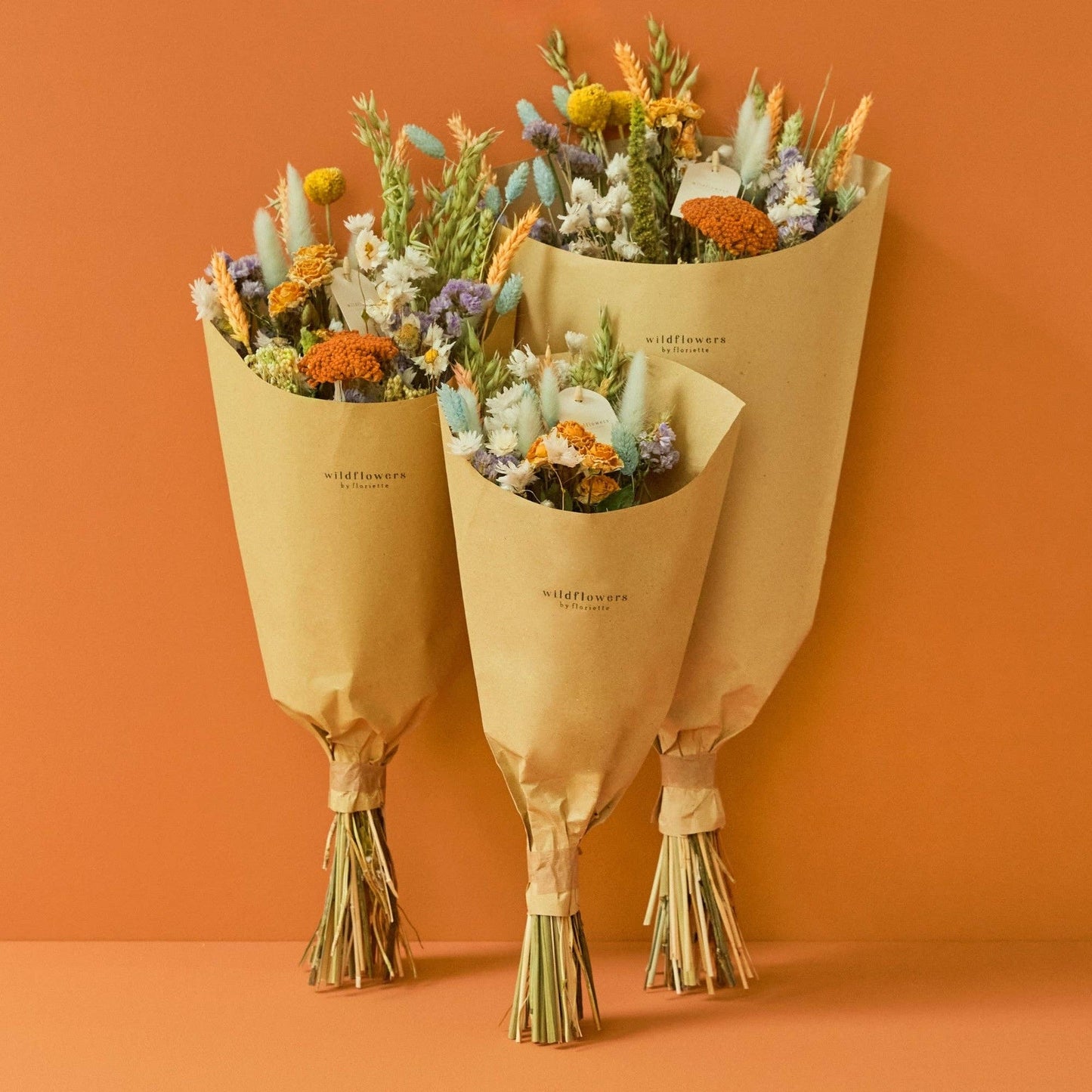 Dried Flowers Bouquet Orange Pastel Small