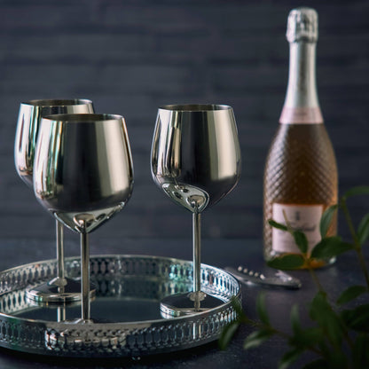 4 Silver Wine Glasses