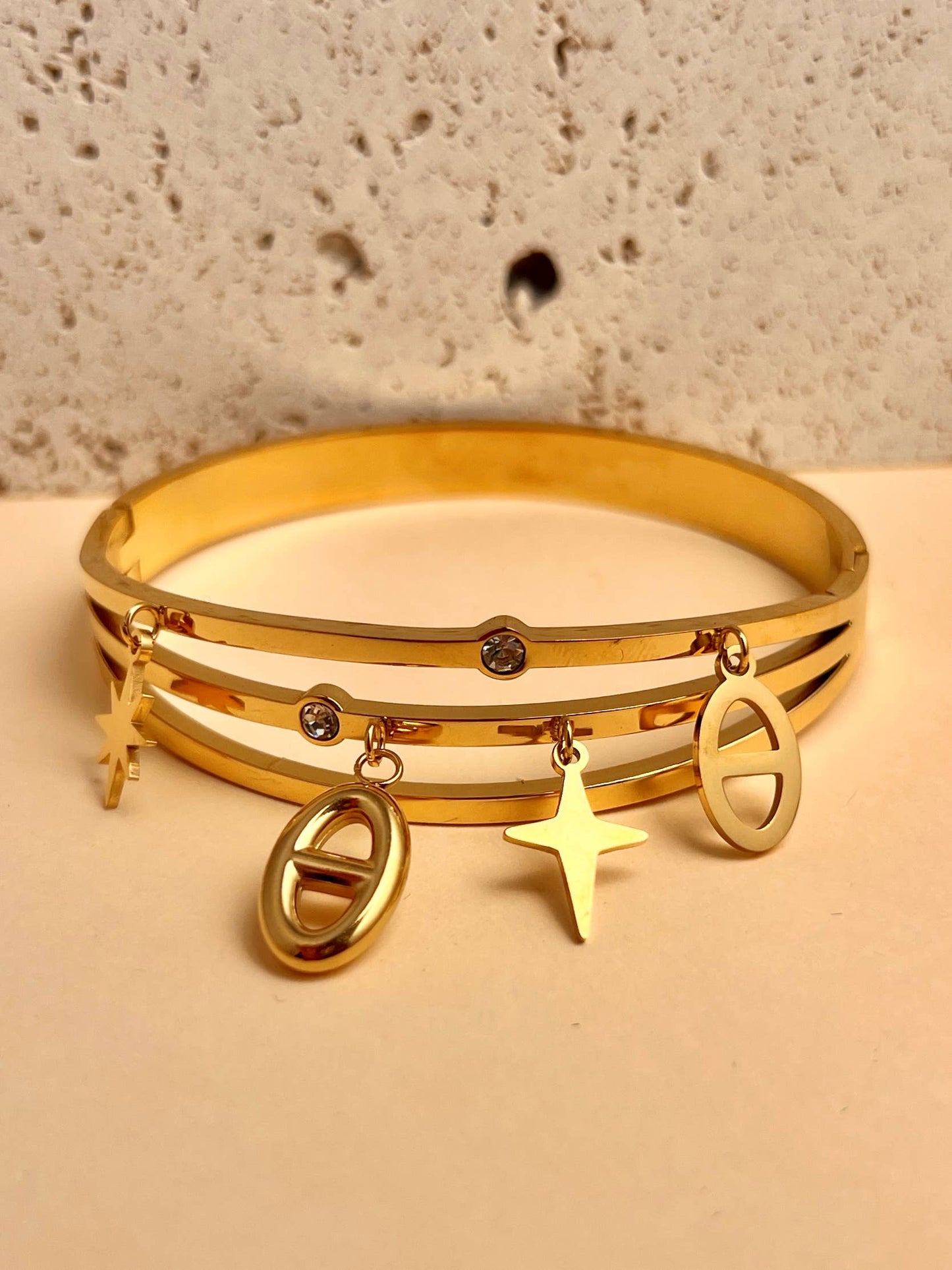 Triple Row Bangle Bracelet