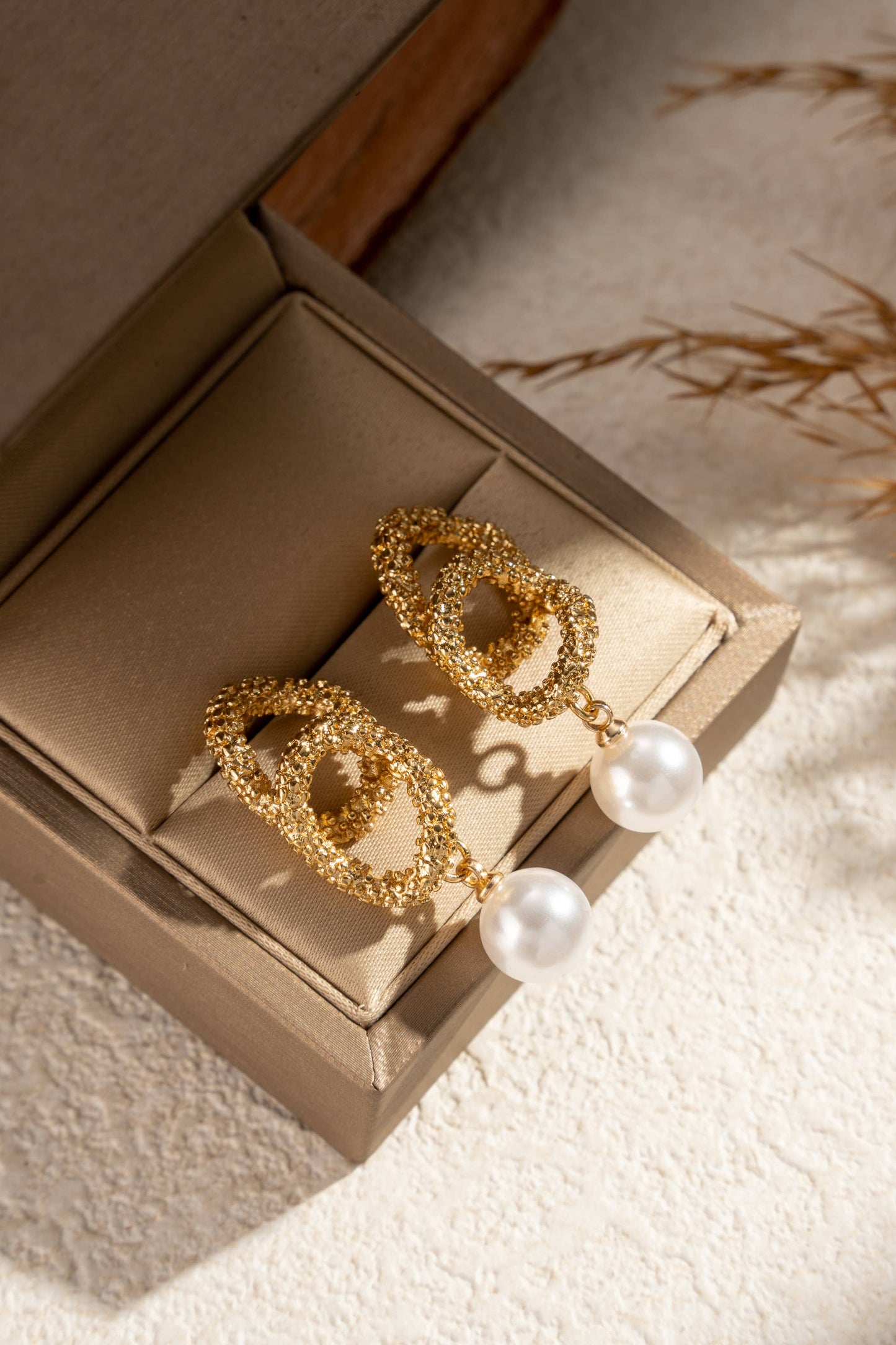 Baroque pearl hoop earrings stainless steel elegance