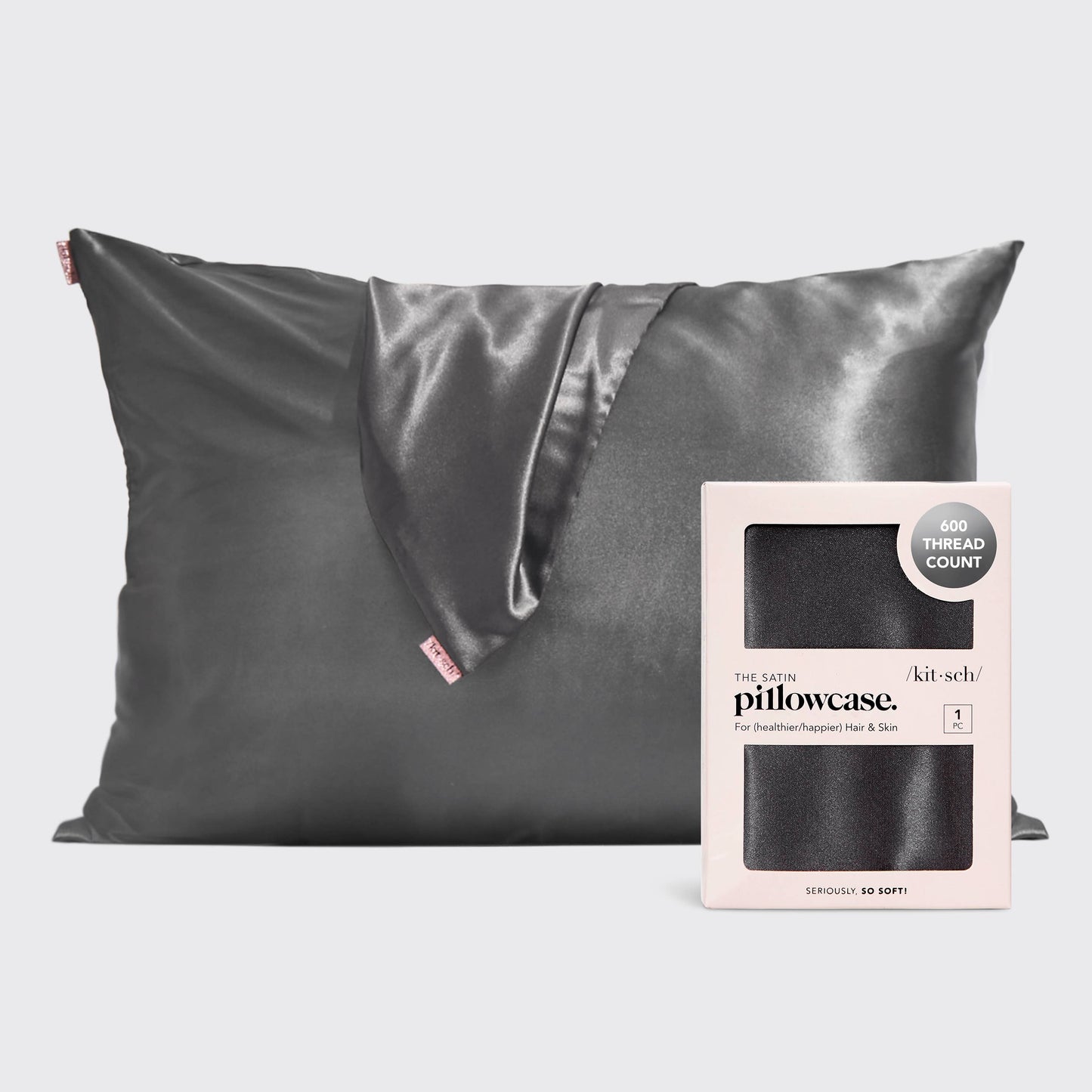 Dark Grey Satin Pillow Case (Standard)