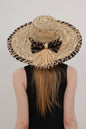 Leopard Knot Straw Hat Black