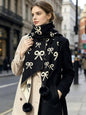 Women's Knit Scarf With Bow Motifs