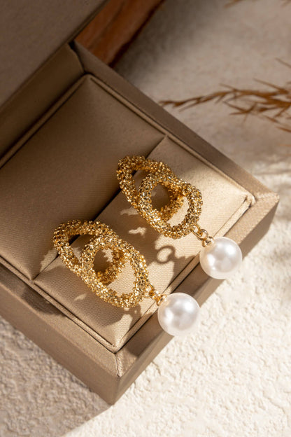 Baroque pearl hoop earrings stainless steel elegance