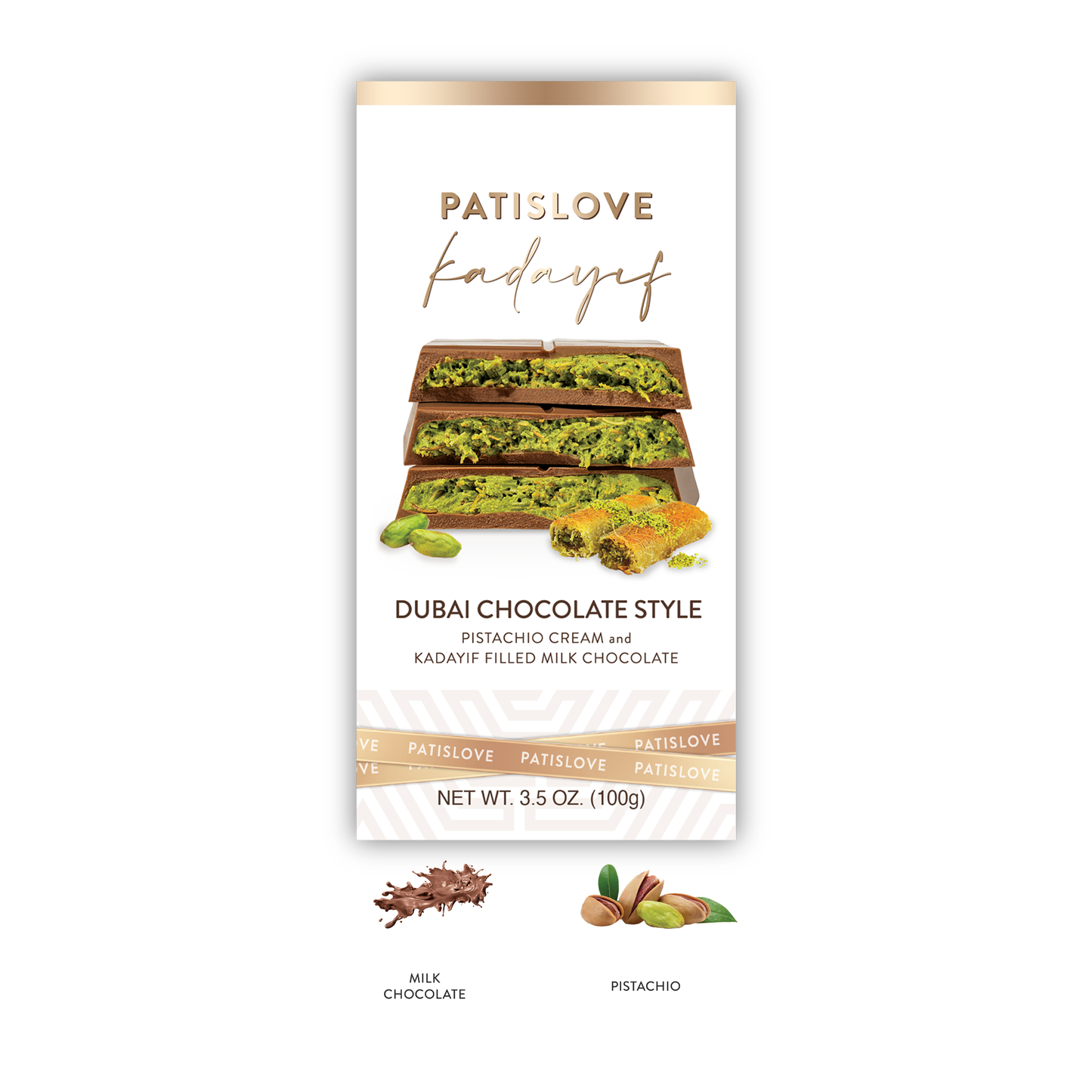 Pistachio & Kadayif Milk Chocolate, 100G