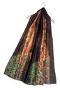 Klimt 'The Kiss' Painting Print Silk Mix Scarf-Brown