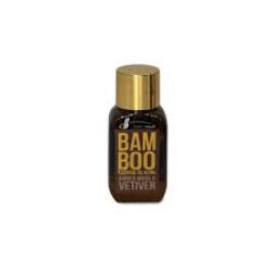 Bottle of Bamboo Vetiver cologne with gold cap on a white background