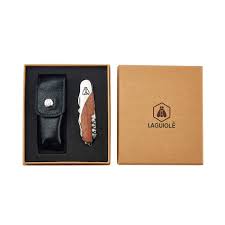 11-Function Knife Wood And Leather Pouch