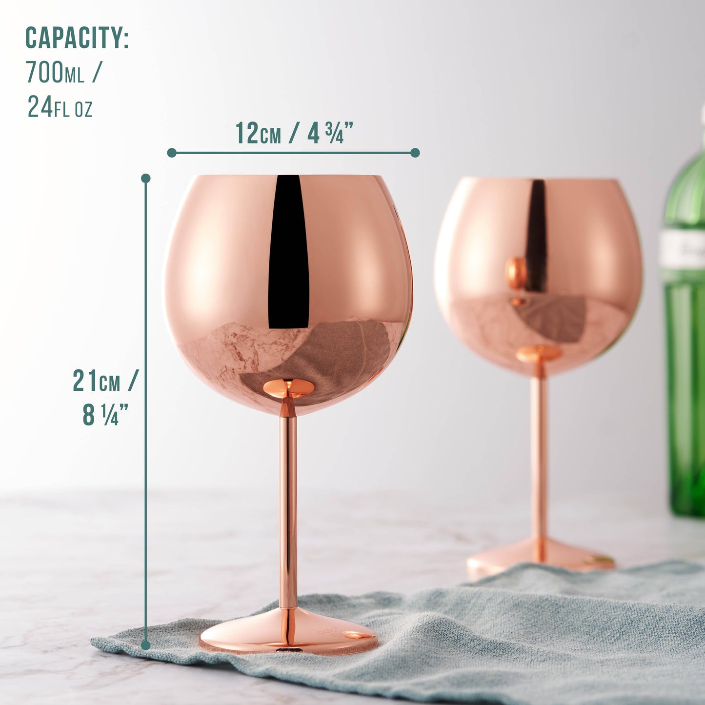 4 Rose Gold Gin Glasses