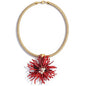 Red Coral Flower Collar Necklace Coastal Statement Jewelry