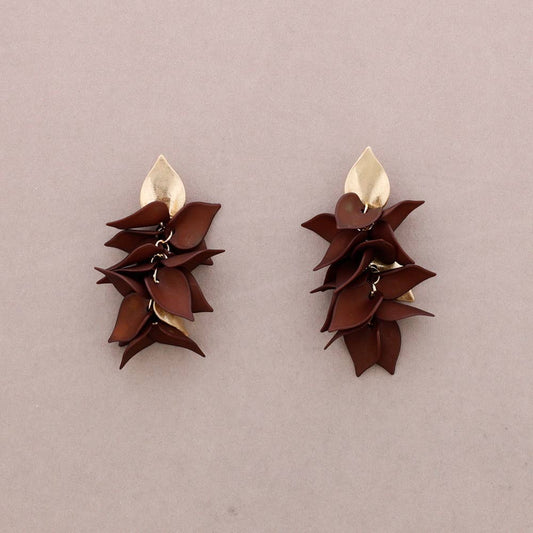 Dark Purple Petal Drop Earrings