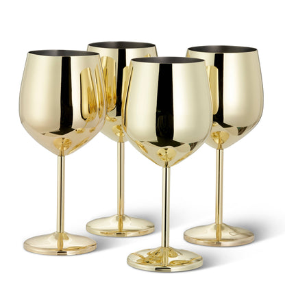 4 Gold Wine Glasses