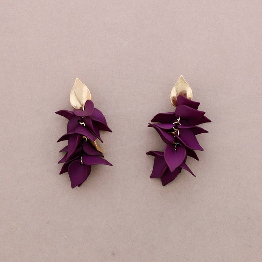 Dark Purple Petal Drop Earrings